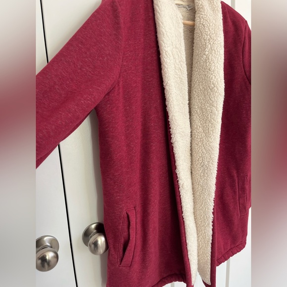 LL Bean Womens M Sherpa Lined Cozy Lounge Cardigan 505470 Shawl Collar Pockets - Picture 2 of 9